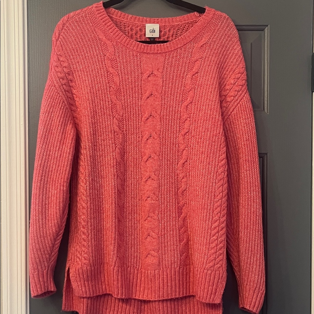 CAbi Cable Knit Sweater in Pink